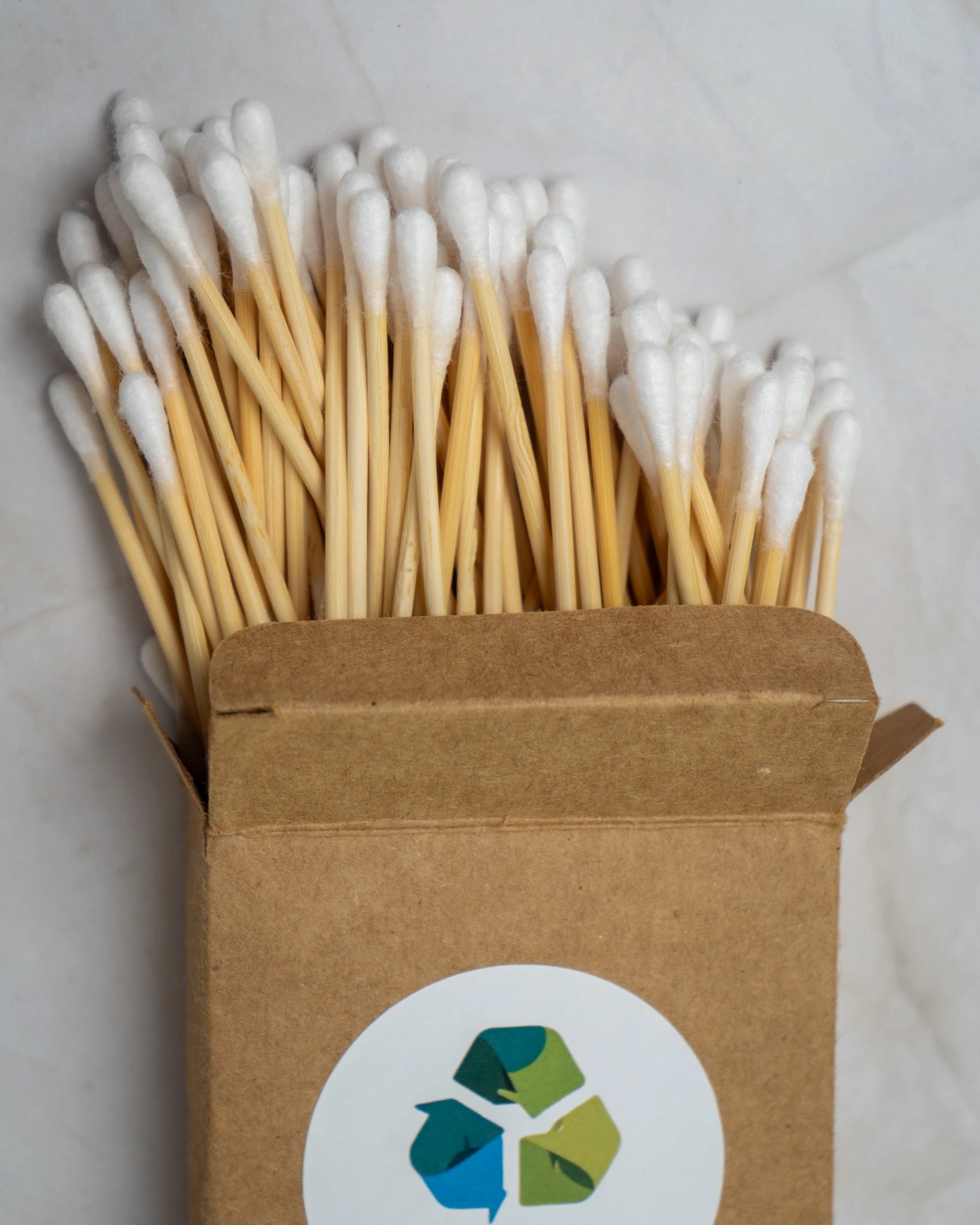 Eco-friendly bamboo ear buds with cotton tips.  Sustainable, biodegradable swabs for zero-waste personal care.