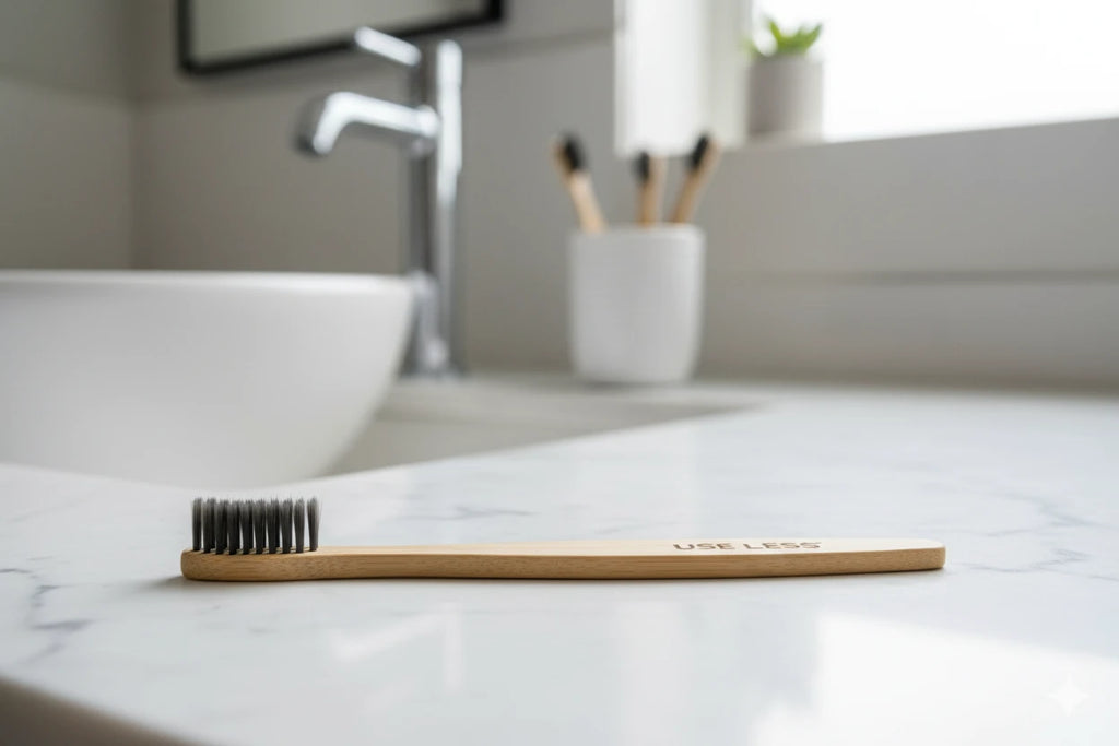 Eco-friendly kids bamboo toothbrush with soft, biodegradable bristles and handle for gentle, sustainable oral care.
