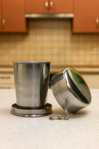 Eco-friendly stainless steel collapsible cup, portable and durable for sustainable, zero-waste drinking on the go.