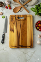 Eco-friendly wooden cutting board made from sustainable wood, durable and perfect for hygienic kitchen prep and cooking.